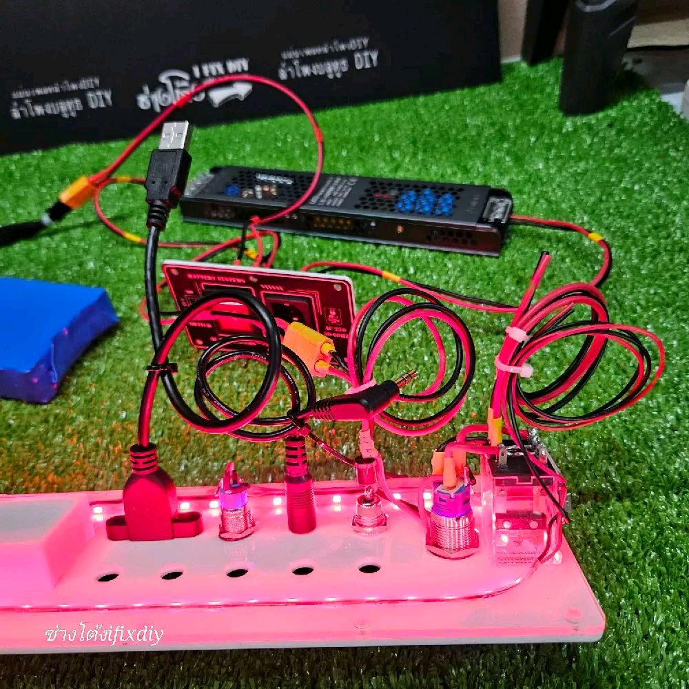 รูปเพิ่มเติม ชุดแผ่นเพลท  สวิทช์ไฟ 2 ระบบ สำเร็จรูป สำหรับลำโพงบลูทูธ DIY